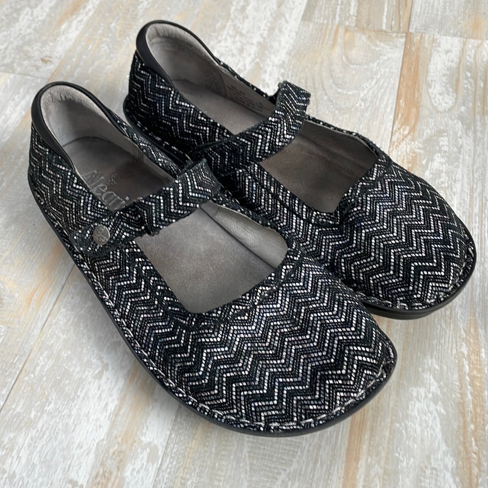 Alegria Black and Silver Mary Jane Shoes